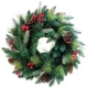 Koszorú MagicHome, karácsonyi, bogyós, természetes, fenyőágakkal és tobozokkal, 45 cm