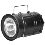 Kempinglámpa, Strend Pro Camping CL102, fekete, 9,3 × 16,5 cm, LED, 80 lm, 1200 mAh, lánghatás, akkumulátoros, szolár töltés, USB kimenet