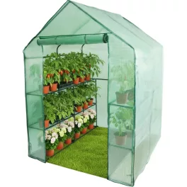   Melegágy, Strend Pro Garden X098, 142 x 142 x 193 cm, PE fólia, UV-álló, fémvázas, 4 polcos, feltekerhető nyílással (2172015)