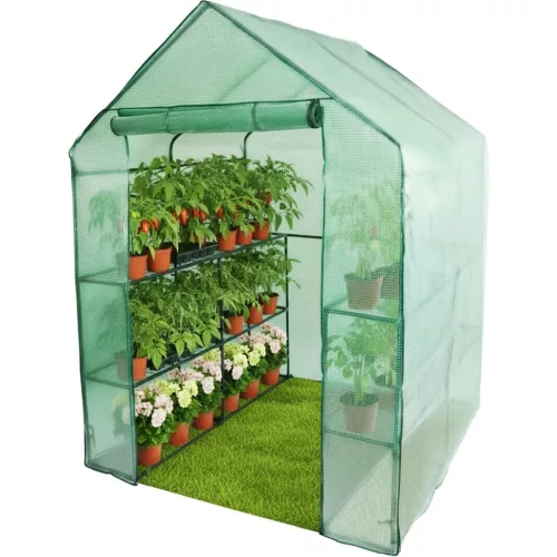 Melegágy, Strend Pro Garden X098, 142 x 142 x 193 cm, PE fólia, UV-álló, fémvázas, 4 polcos, feltekerhető nyílással (2172015)