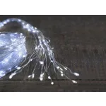 LED fényfüzér, MagicHome Vianoce Twisted Stars 1200S, 1200 LED, 3 m lánc, hidegfehér fény, egyszerű világítás, ezüst kábel, kültéri, 230 V, 50 Hz, 3 m betápkábel