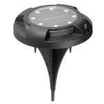 Napelemes talajlámpa, Strend Pro Garden Crater, fekete, 11 × 14 cm, 2 db, 12 SMD LED, hidegfehér fény, vízálló, kültéri