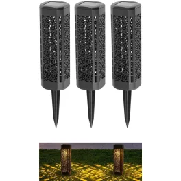   Napelemes kerti lámpa, Strend Pro Garden Kang, fekete, 31 cm, 1 LED, melegfehér fény, vízálló, 3 db