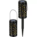 Napelemes kerti lámpa, Strend Pro Garden Yildun, fekete, 41 cm, 1 LED, melegfehér fény, vízálló, 2 db, földbe szúrható