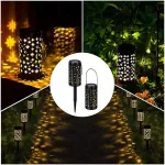 Napelemes kerti lámpa, Strend Pro Garden Yildun, fekete, 41 cm, 1 LED, melegfehér fény, vízálló, 2 db, földbe szúrható