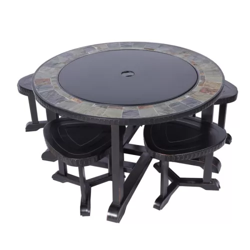 Strend Pro Grill fém tűzrakóhely 4 székkel - 105x75cm
