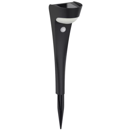Napelemes kerti lámpa, Strend Pro Garden, fekete, 10,2 x 13 x 52,5 cm, 1 LED, mozgásérzékelővel, 3 m érzékelési távolság, melegfehér fényű, akkumulátoros