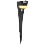 Napelemes kerti lámpa, Strend Pro Garden, fekete, 10,2 x 13 x 52,5 cm, 1 LED, mozgásérzékelővel, 3 m érzékelési távolság, melegfehér fényű, akkumulátoros