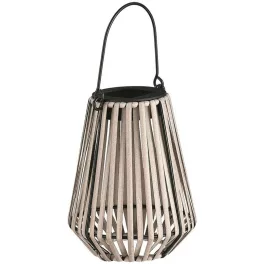   Függeszték napelemes lámpa, Strend Pro Garden, bézs, 12 × 12 × 24 cm, 1 LED, rattan, melegfehér fény, akkumulátoros, automatikus kapcsolás, kültéri használatra