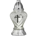 Mécsestartó Heart, átlátszó üveg, vegyes színek, 40 h, 110 g, 33 cm, sírra, csomag 2 db