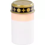 Mécses MagicHome, LED gyertyával, sírra, fehér, 12 cm, (2xAA elemmel együtt)