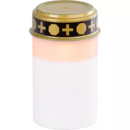   Mécses MagicHome, LED gyertyával, sírra, fehér, 12 cm, (2xAA elemmel együtt)