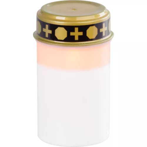 Mécses MagicHome, LED gyertyával, sírra, fehér, 12 cm, (2xAA elemmel együtt)