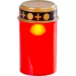 Mécses MagicHome TG-10, LED gyertyával, sírra, piros, 12 cm, (2xAA elemmel)