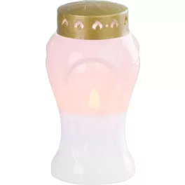   Mécses MagicHome TG-26, LED gyertyával, sírra, fehér, 10x17 cm, (2xAA elemmel)