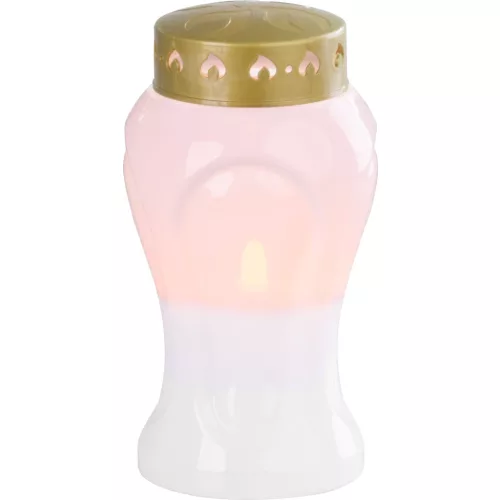 Mécses MagicHome TG-26, LED gyertyával, sírra, fehér, 10x17 cm, (2xAA elemmel)