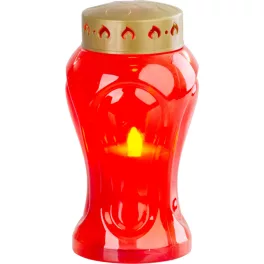   Mécses MagicHome TG-26, LED gyertyával, sírra, piros, 17 cm, (2xAA elemmel)