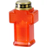 Gyertya MagicHome, kereszt, LED, sírra, piros, 2xAA, 15,3x6,8 cm, (2xAA elem a csomag része)