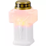 Gyertya MagicHome, kereszt, LED, sírra, fehér, 2xAA, 15x9 cm, (2xAA elem a csomag része)