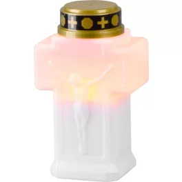   Gyertya MagicHome, kereszt, LED, sírra, fehér, 2xAA, 15x9 cm, (2xAA elem a csomag része)