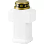 Gyertya MagicHome, kereszt, LED, sírra, fehér, 2xAA, 15x9 cm, (2xAA elem a csomag része)
