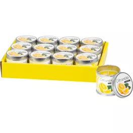   Gyertya Citronella, rovarriasztó, fém dobozban, 50 g, 55x55 mm, Eladási egység 12 db