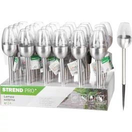   Lámpa Strend Pro Candle, napelemes, 1x LED, rozsdamentes acél, 6x28 cm, Kiszerelés 24 db