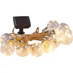 Napelemes kerti fényfüzér, Strend Pro Garden, izzó alakú, 10 db LED, 3,8 m, kültéri dekoráció, gyors összeszerelés