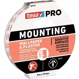   Szalag tesa® Mounting PRO, szerelő, tapétákhoz és vakolatokhoz, ragasztó, 19 mm, Hossz: 5 m