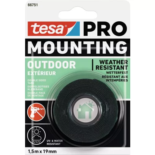 Szalag tesa® Mounting PRO Outdoor, szerelő, kétoldalas, ragasztó, 19 mm, Hossz: 1,5 m
