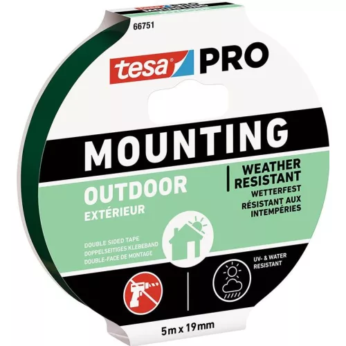 Szalag tesa® Mounting PRO Outdoor, szerelő, kétoldalas, ragasztó, 19 mm, Hossz: 5 m