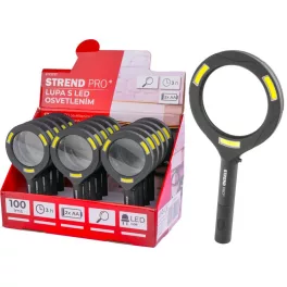   Nagyító Strend Pro, világítással, 113x242x22 mm, 2xAA, LED 100 lm, 3x LED világítás, olvasáshoz, Sel