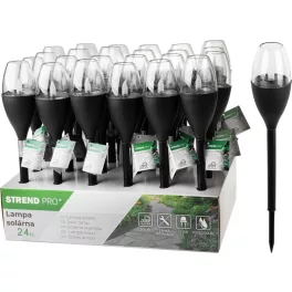   Lámpa Strend Pro Garden, műanyag, lánghatás, napelemes, 6,5x40 cm, 1x LED, Kiszerelés 24 db