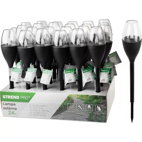 Lámpa Strend Pro Garden, műanyag, lánghatás, napelemes, 6,5x40 cm, 1x LED, Kiszerelés 24 db
