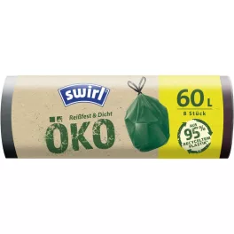   Zsákok Swirl EKO, hulladékhoz, behúzható, zöld, 60 literes, csomag 8 db