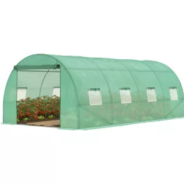   Fóliasátor vázzal, Strend Pro Garden, zöld, 300 x 450 x 200 cm, bejárható, 13,5 m2, 140 g/m2 PE fólia, 8 ablak, 25 mm fém váz, jó hőszigetelés
