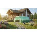 Fóliasátor vázzal, Strend Pro Garden, zöld, 300 x 450 x 200 cm, bejárható, 13,5 m2, 140 g/m2 PE fólia, 8 ablak, 25 mm fém váz, jó hőszigetelés