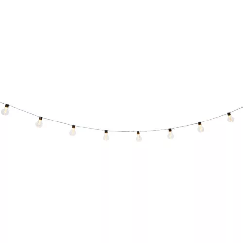 Napelemes kerti fényfüzér, Strend Pro Garden, izzó alakú, 10 LED, 2,7 m + 3 m kábel, akkumulátoros, automatikus kapcsolás