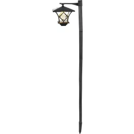   Napelemes kerti lámpa, Strend Pro Garden Zia, fekete, 17 x 17 x 153 cm, 2 LED, melegfehér fényű, vízálló, ABS + PP, földbe szúrható, akkumulátoros