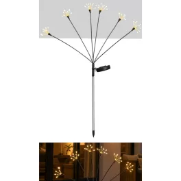   Napelemes kerti lámpa, Strend Pro Garden Lara, szürke, 72 cm, 60 LED, kültéri, vízálló, akkumulátoros, melegfehér fény, földbe szúrható
