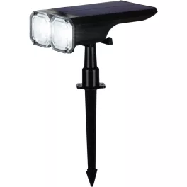   Napelemes kerti lámpa, Strend Pro Garden, fekete, 16 × 10 × 27 cm, 18 LED, vízálló, melegfehér és hidegfehér fehér fény, állítható fénymódok, földbe szúrható