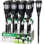 Lámpa Strend Pro Garden, fáklya, napelemes, fekete, 6x LED, 7,5x51 cm, Kiszerelés 12 db