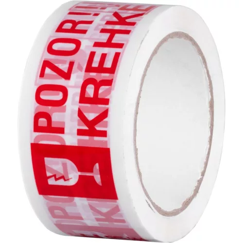 Szalag Strend Pro, 50 mm, Hossz: 66 m, ragasztó, figyelmeztető, "VIGYÁZAT TÖRÉKENY/FRAGILE