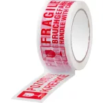 Szalag Strend Pro, 50 mm, Hossz: 66 m, ragasztó, figyelmeztető, "VIGYÁZAT TÖRÉKENY/FRAGILE
