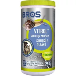   Csigairtó granulátum, Bros Vitrol, 250 g, vas-foszfát hatóanyag, ökológiai gazdálkodásban használható, kertbe és üvegházba