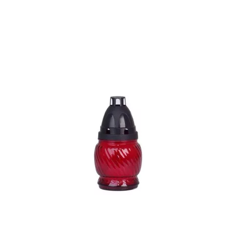 Mécses Grave, piros üveg, 6-8 óra, 25 g, 13 cm, sírra
