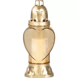 Mécses Heart, aranyozott üveg, 28 óra, 25,5 cm, sírra