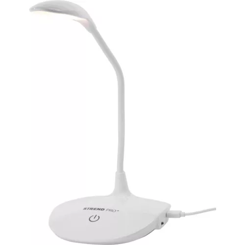 Asztali lámpa, Strend Pro, 43 × 13 × 12 cm, fehér, fényerő-szabályozható, meleg fény (2500–2700 K), USB-C, akkumulátoros, 2 W, flexibilis kar