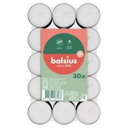 Gyertya Bolsius, mécses, 6 óra, fehér, csomag 30 db