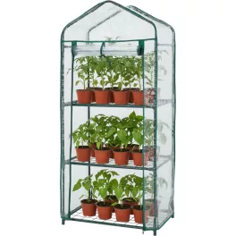   Palántanevelő, Strend Pro Garden, 59,8 × 39 × 126 cm, kerti fóliasátor kivitelű, 3 polcos, kompakt, helytakarékos